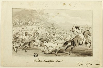 Tartarer jakt på rådjur (recto); Skal (verso) av Samuel Howett