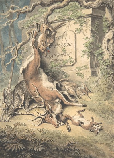 Design för frontispice av The British Sportsman, sent 1700-tidigt 1800-tal. av Samuel Howitt