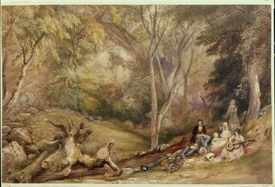 A Sketching Party in Leigh Woods, ca 1830 (penna, akvarell och kroppsfärg på papper) av Samuel Jackson