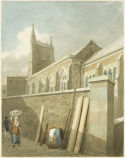 Mary-le-Port-kyrkan (penna och akvarell på papper) av Samuel Jackson