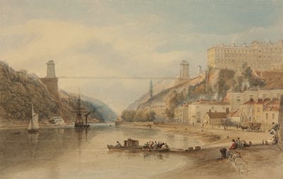 Den föreslagna hängbron från Rownham Ferry, ca. 1836 av Samuel Jackson