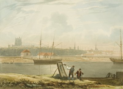 Utsikt över den flytande hamnen med katedralen och stadskyrkorna, ca. 1825 av Samuel Jackson