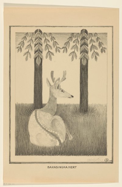 Barasinghahert (originaltitel på objekt) av Samuel Jessurun de Mesquita (signed by artist)
