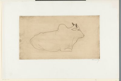 Liggande zebu av Samuel Jessurun de Mesquita (signed by artist)