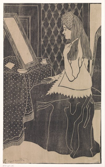 Kvinna vid sminkbordet av Samuel Jessurun de Mesquita (signed by artist)