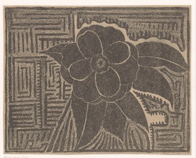 Camellia (svart; runt ett labyrintliknande mönster) av Samuel Jessurun de Mesquita