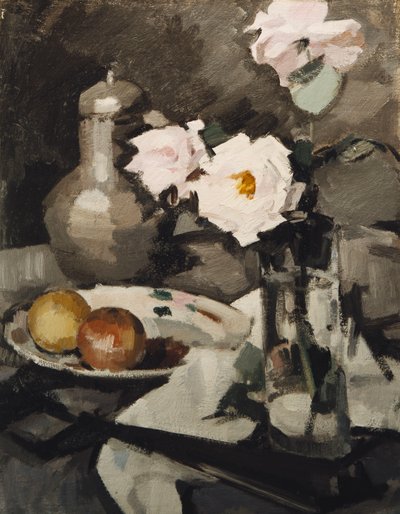 Rosa rosor i en glasvas, ca. 1924 av Samuel John Peploe