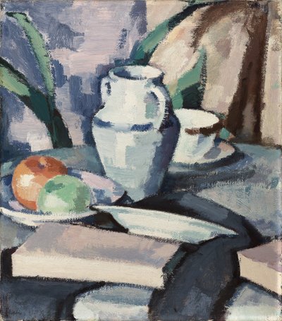 Stilleben med vas och böcker, av Samuel John Peploe