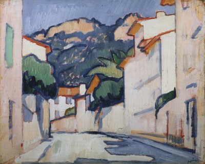 Gatubild, Cassis, ca 1913 (olja på panel) av Samuel John Peploe