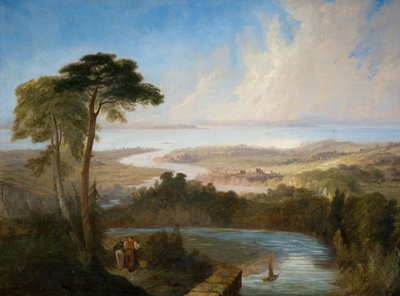 Panoramautsikt över Severns mynning, början av mitten av 1800-talet. av Samuel Lines