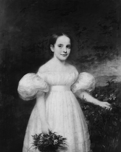 Porträtt av en flicka med blommor, ca. 1835. av Samuel Lovett Waldo