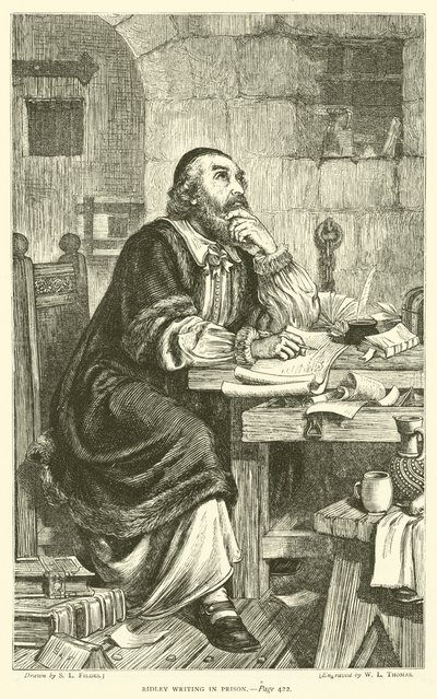 Ridley skriver i fängelset av Samuel Luke Fildes
