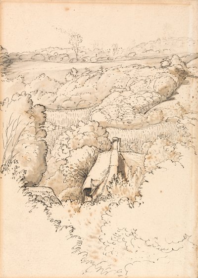 En stuga bland träd, Shoreham av Samuel Palmer
