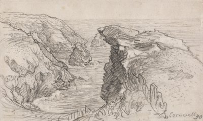 En sida från en Cornish Sketchbook: Cornwall 30 av Samuel Palmer