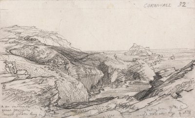 En sida från en Cornish Sketchbook: Cornwall 32 av Samuel Palmer