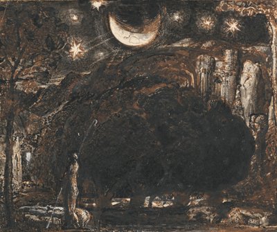 En herde och hans flock under månen och stjärnorna av Samuel Palmer