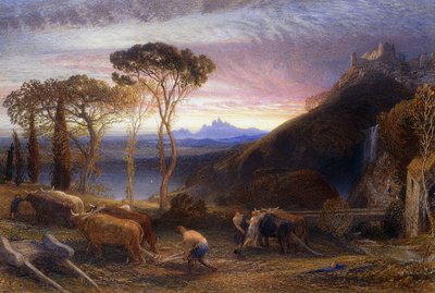 Illustration till Miltons "Lycidas", ca 1864 (akvarell förhöjd med kroppsfärg) av Samuel Palmer