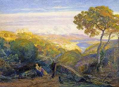 Landskap (olja på duk) av Samuel Palmer