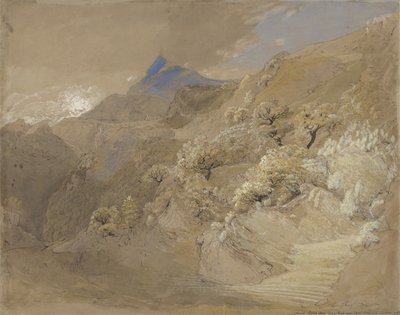 Mount Siabod från Tyn-y-Coed nära Capel Curig (penna & bläck, kroppsfärg och akvarell på papper) av Samuel Palmer