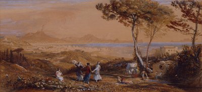 Neapelbukten (akvarell på papper) av Samuel Palmer