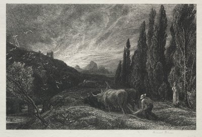 Den tidiga plogmannen. av Samuel Palmer