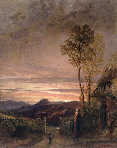 Lärkans uppstigande (olja på tavla) av Samuel Palmer