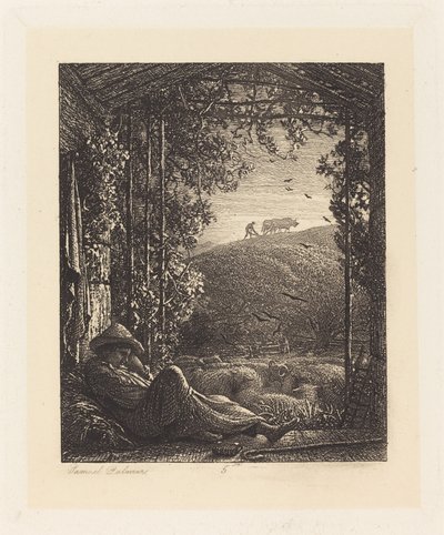 Den sovande herden; Tidig morgon av Samuel Palmer