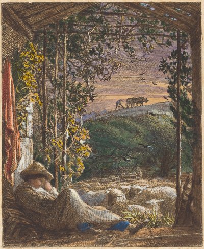 Den sovande herden; Tidig morgon av Samuel Palmer