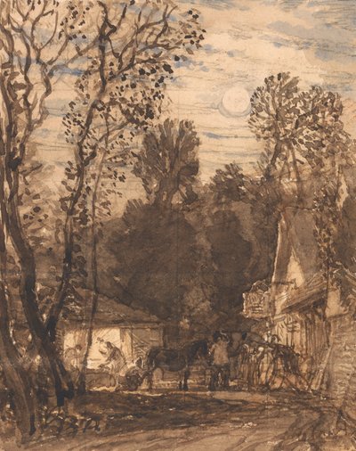 The Wayside Smithy (tvätta penna och bläck på papper) av Samuel Palmer