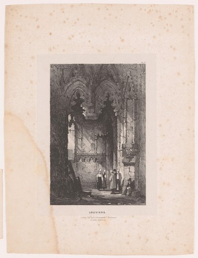 Interiör av en kyrka i Louviers Louviers (titel på objekt) Interiörer (serietitel) Interiörer (serietitel) av Samuel Prout (attributed to)