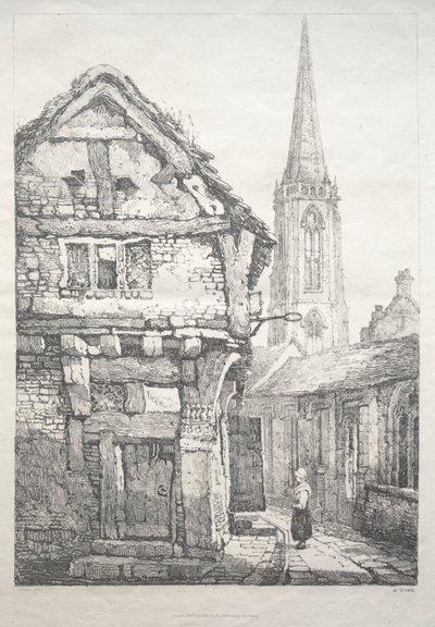 En serie gamla byggnader och lantliga stugor i norra England: At York, Street..., 1821. av Samuel Prout