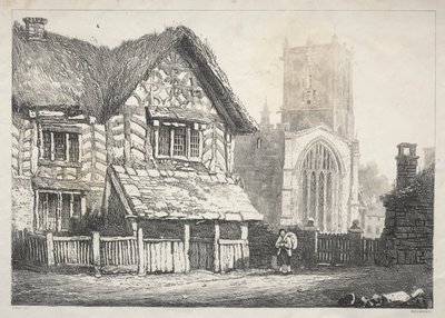 En serie gamla byggnader och lantliga stugor i norra England: Helmsley, 1821. av Samuel Prout
