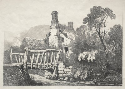 En serie gamla byggnader och lantliga stugor i norra England: Near Byland, 1821. av Samuel Prout