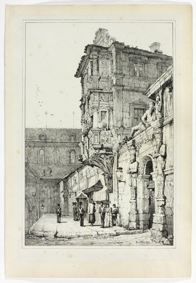 Ancien Palais, Bamberg, efter faksimil av skisser utförda i Flandern och Tyskland av Samuel Prout