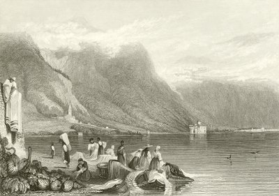 Slottet Chillon, Genèvesjön, Schweiz av Samuel Prout