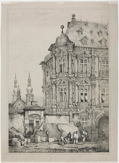 Slottet i Martinsburg, Mainz, Tyskland, 1833. av Samuel Prout