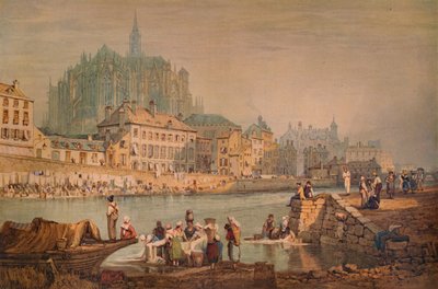 Cathedral Town on a River, c1825 av Samuel Prout