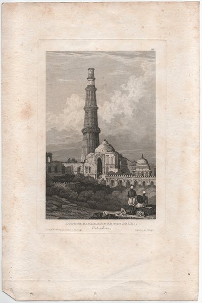 Cootub Minar, Delhi ruiner av Samuel Prout