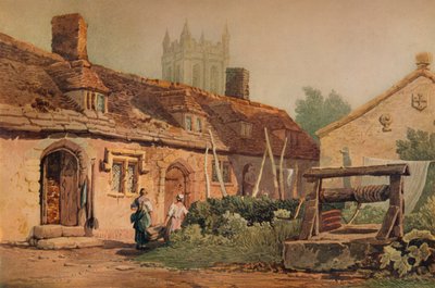 Stugor vid Glastonbury, c1819 av Samuel Prout