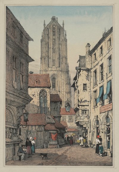 Facisimilies av skisser gjorda i Flandern och Tyskland: Dome, Frankfurt, ca. 1833. av Samuel Prout