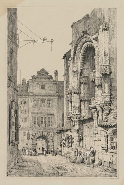 Facisimilies av skisser gjorda i Flandern och Tyskland: Thein Church, Prag av Samuel Prout