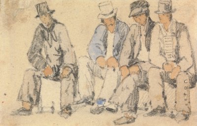 Grupp av fyra sittande män av Samuel Prout