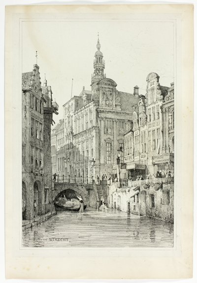 Hotel de Ville, Utrecht, efter faksimil av skisser utförda i Flandern och Tyskland av Samuel Prout