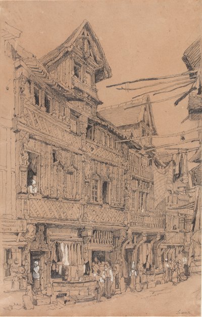 Gamla gatan i Lisieux, ca 1820 (akvarell på papper) av Samuel Prout