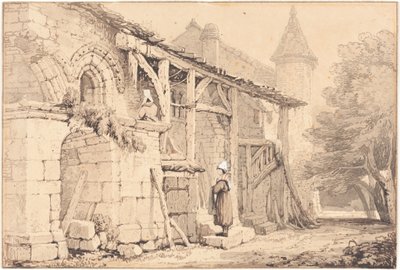 Scen i Jumièges av Samuel Prout