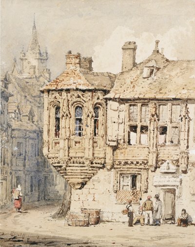 Gatubild i Rouen, tidigt 1800-tal av Samuel Prout