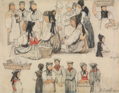 Studie av figurer vid Schaffhausen av Samuel Prout