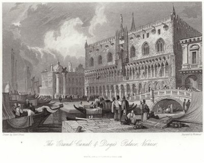 Canal Grande och Dogepalatset av Samuel Prout