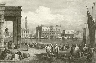 Canal Grande och Dogepalatset, Venedig av Samuel Prout