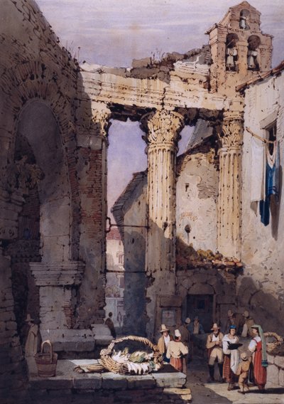Mars Ultors tempel av Augustus Forum (akvarell på papper) av Samuel Prout